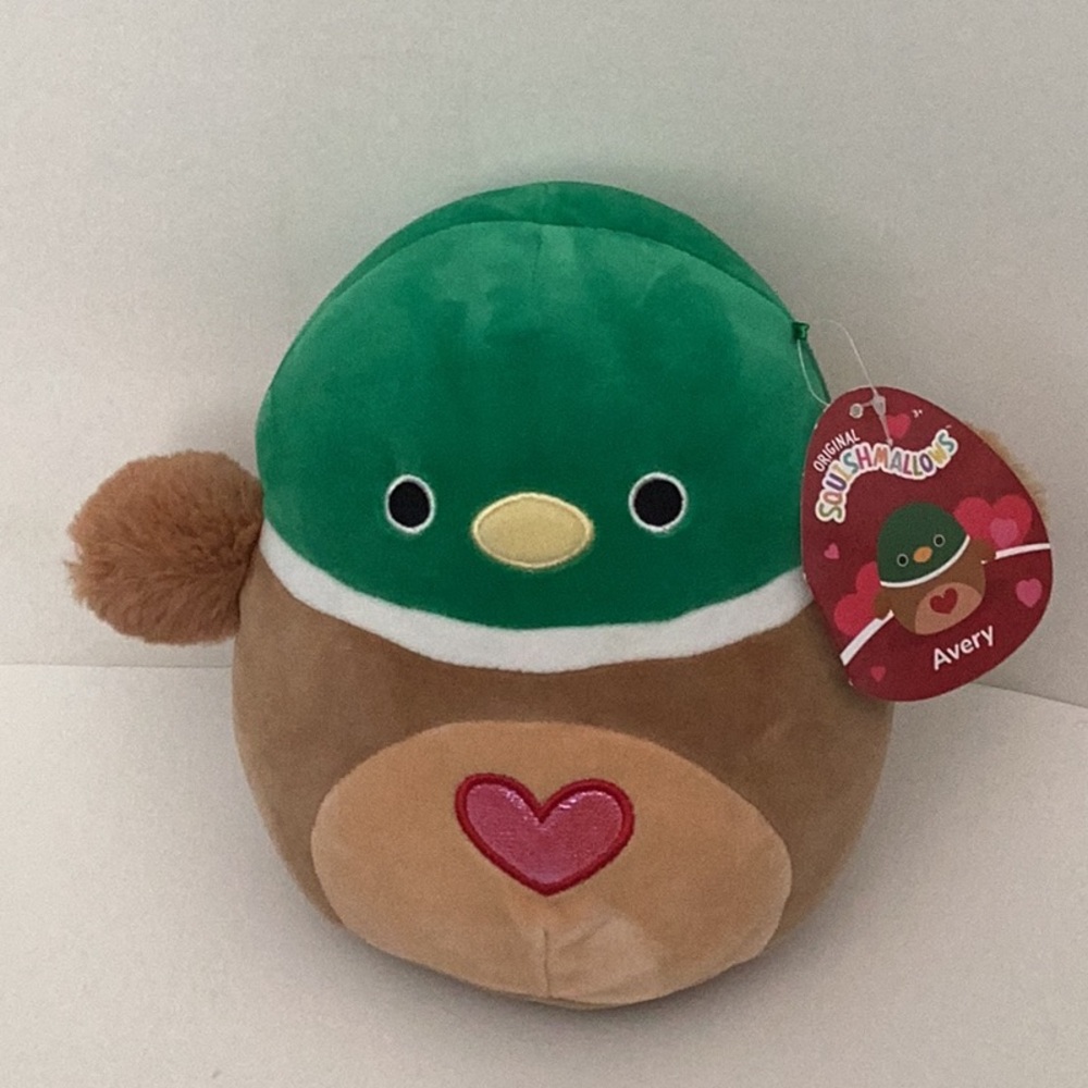 Squishmallows Green and Brown Bird Plush Toy - Valentines Day Avery the Duck